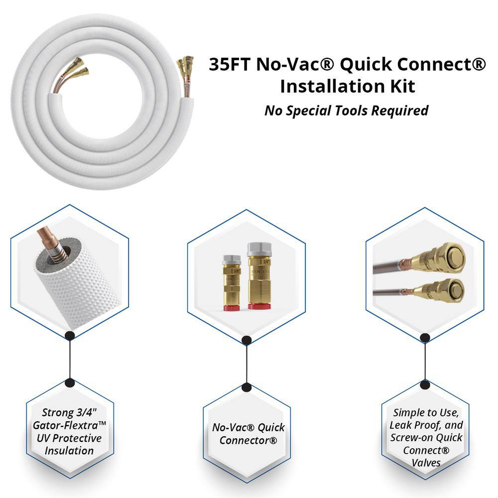 MRCOOL DIY Universal 4 Ton 48000 BTU 18 SEER Split System Heat Pump with 15 ft. NoVac Install Kit and 8kW HeatKit 208/230V
