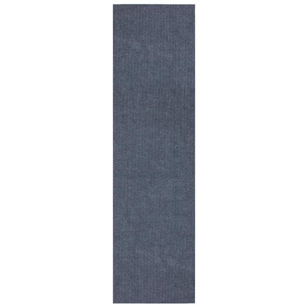 Sweet Home Stores Ribbed Waterproof Non-Slip Rubber Back Solid Runner Rug 2 ft. W x 30 ft. L Gray Polyester Garage Flooring