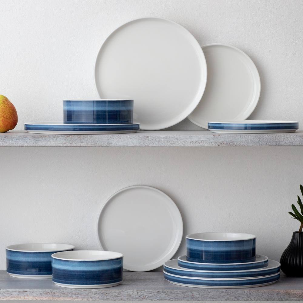 Noritake ColorStax Ombre Indigo Blue Porcelain Stax 12-Piece Dinnerware Set (Service for 4)