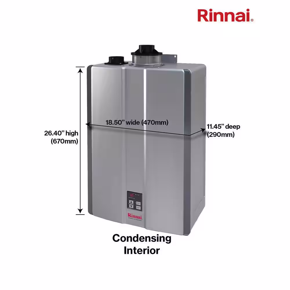 Rinnai Super High Efficiency Plus 11 GPM Residential 199,000 BTU Interior Natural Gas Tankless Water Heater