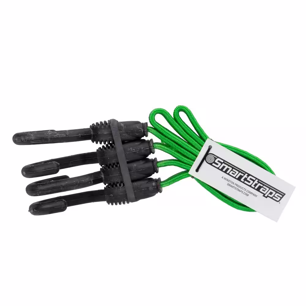 SmartStraps 24 in. Green Flat Strap Bungee Cord with Hooks  - 2 pack