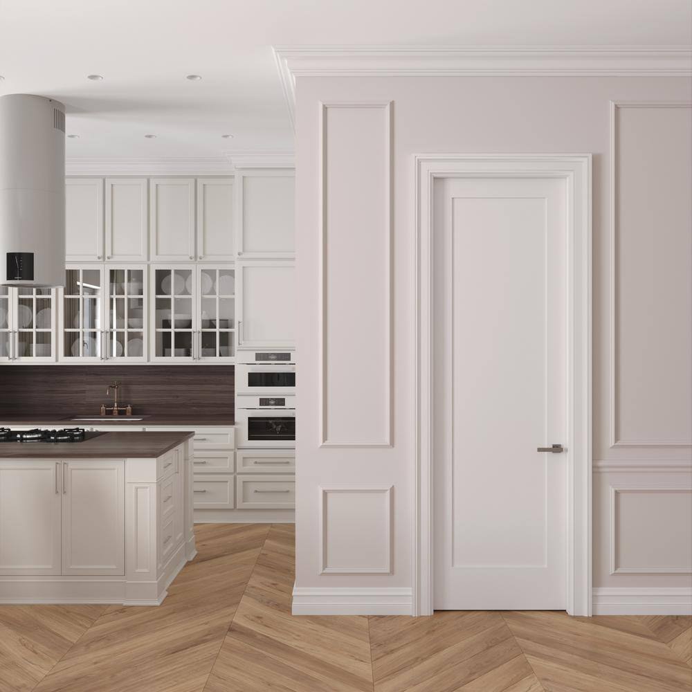 RESO 34 in. x 96 in. Right-Handed Solid Core Primed White Composite Single Pre-Hung Interior Door Oil Rubbed Bronze Hinges