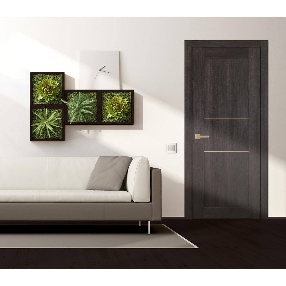 Belldinni Vona 07 2H Gold 30 in. x 80 in. Right-Handed Solid Core Veralinga Oak Textured Wood Single Prehung Interior Door