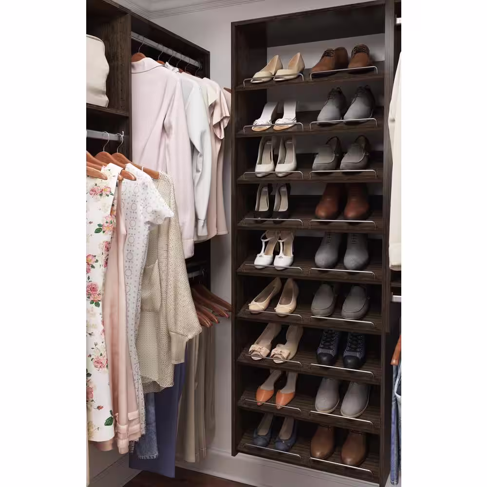 Closet Evolution 14 in. D x 24 in. W x 0.625 in. H Espresso Wood Shoe Shelves (3-Pack)