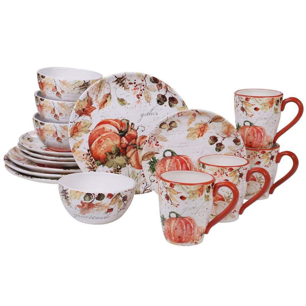 Certified International Harvest Splash 4-Piece Country/Cottage Multi-Colored Earthenware 9 in. Salad Plate Set (Service for 4)