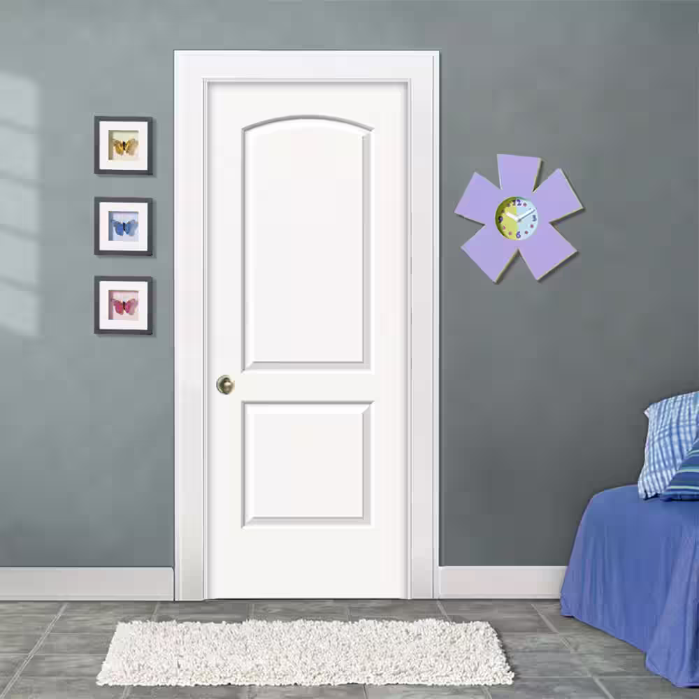 JELD-WEN 28 in. x 80 in. 2 Panel Continental Primed Right-Hand Smooth Molded Composite Single Prehung Interior Door