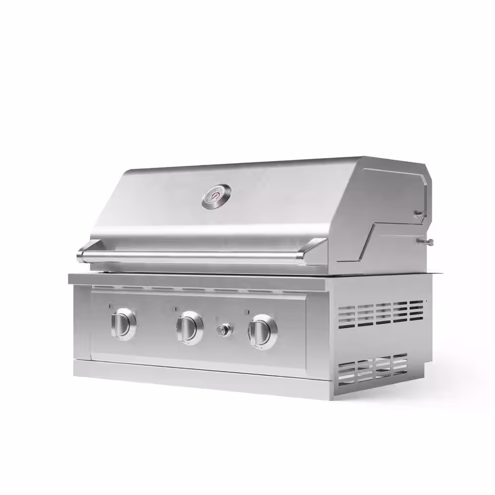 NewAge Products Outdoor Kitchen 33 in. Propane Gas 3-Burners Stainless Steel Grill Cart with Performance Grill