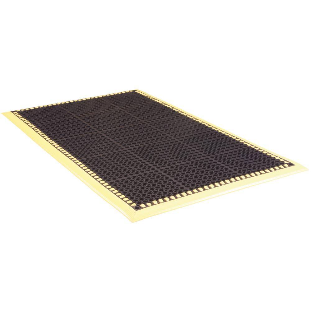 None Safety Tru-Tread w/Grit 4 Side Black/Yellow 40 in. x 64 in. Commercial Door Mat