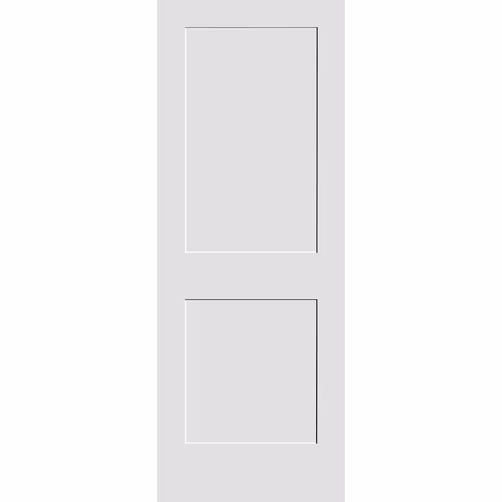 CODEL DOORS 26 in. x 80 in. 2-Panel Left Handed Solid Primed White MDF Wood Single Prehung Interior Door with Matte Black Hinges